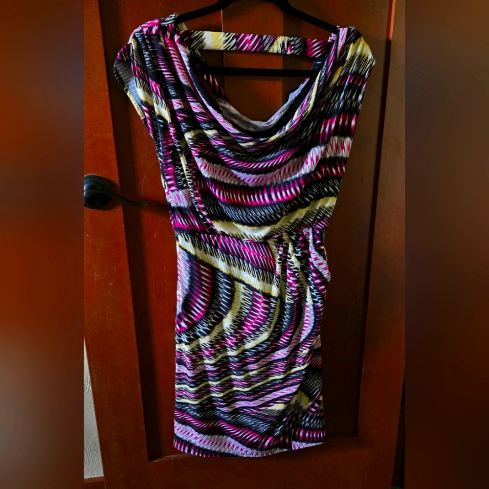 Alfani Purple and White Asymmetrical Bodycon Dress